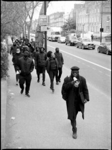 All black solidarity march through the streets of London